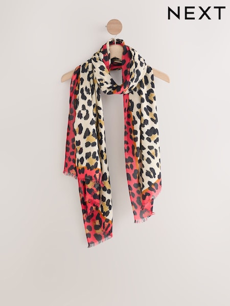 Leopard Print/Red Lightweight Scarf (W25081) | €20