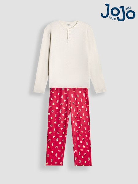 JoJo Maman Bébé Cream Men's Christmas Pyjama Set (W25102) | €56