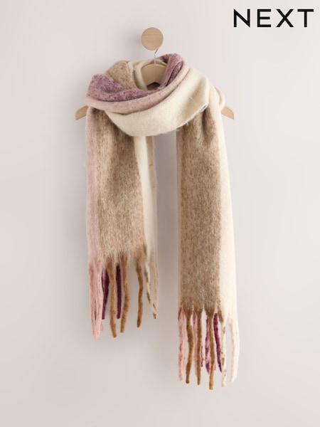 Berry/Neutral Vertical Stripe Heavyweight Blanket Scarf (W25104) | €23