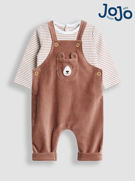JoJo Maman Bébé Brown Rib Velour Character Dungaree & Body Set (W25151) | €36.50 - €38