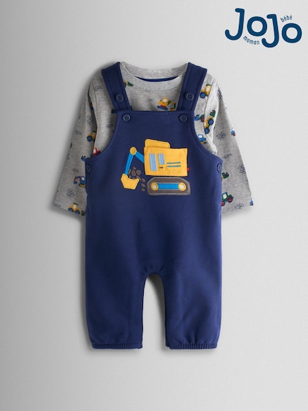 أزرق - JoJo Maman Bébé 2-Piece Turn Up Dungarees & Top Set (W25154) | ‏163 د.إ.‏ - ‏ 169‏ د.إ.