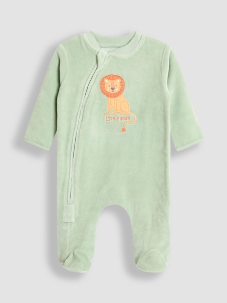 JoJo Maman Bébé Green Lion Velour Applique All-In-One (W25189) | AED140