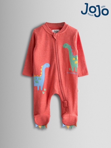 JoJo Maman Bébé Orange Character Appliqué Footed Sleepsuit (W25192) | AED128