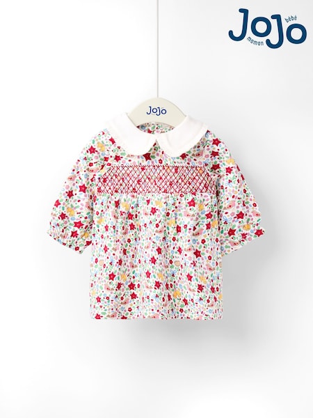 JoJo Maman Bébé Plum Smocked Collared Christmas Dress (W25203) | R$ 235 - R$ 245