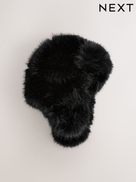 Black Faux Fur Trapper Hat (W25273) | €27