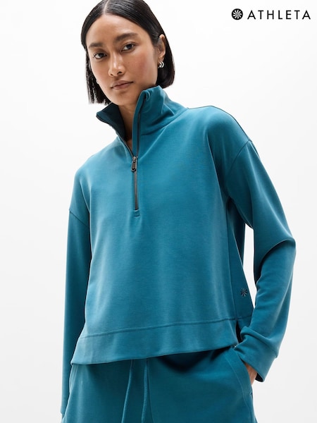 Tumma Sinivihreä - Athleta Seasoft Quarter Zip Collegepaita (W25306) | €95