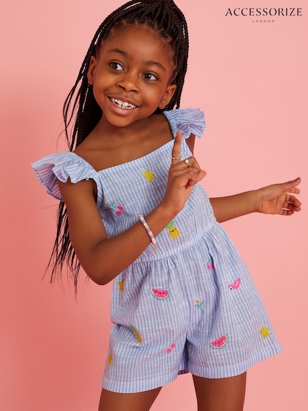Accessorize Girls Embroidered Stripe 100% Cotton Playsuit (W25328) | 142 LEI - 149 LEI