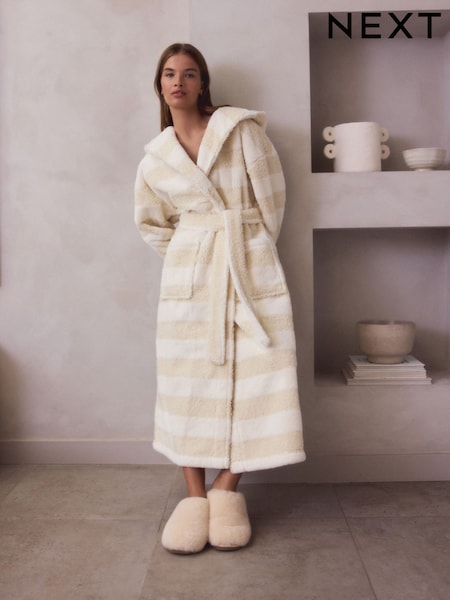 Cream Textured Stripe Dressing Gown (W25442) | €60