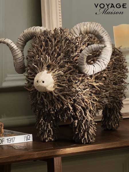 Voyage Maison Betty Hand Crafted Ram Wooden Sculpture (W25445) | R$ 1.480
