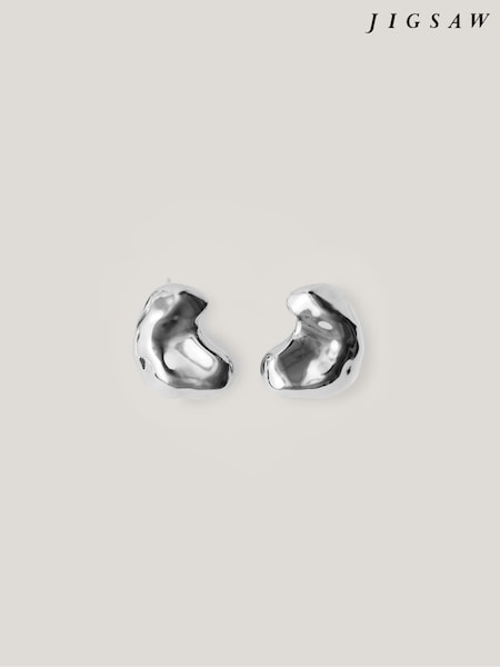 Jigsaw Silver Tone Molten Stud Earrings (W25489) | €44