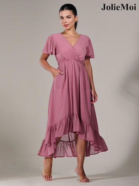 Vaaleanpunainen - Jolie Moi Petite Pitkä hiha Soft Silky Jersey Midi- Mekko (W25519) | €113