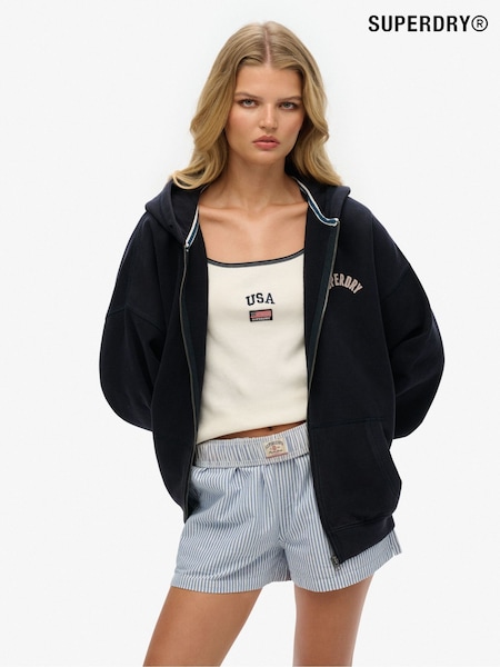 Superdry Blue Oversized Athletic Essentials Zip 100% Cotton Hoodie (W25531) | 3,304 UAH