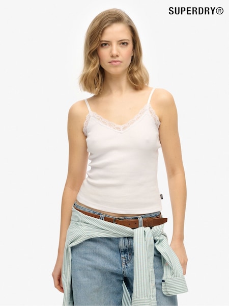 Superdry Essential Lace Trim 100% Cotton Cami Top (W25533) | 134 LEI