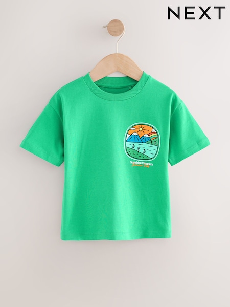 Green Scene 100% Cotton Short Sleeve Back Print T-Shirt (3mths-7yrs) (W25567) | R$ 60 - R$ 80