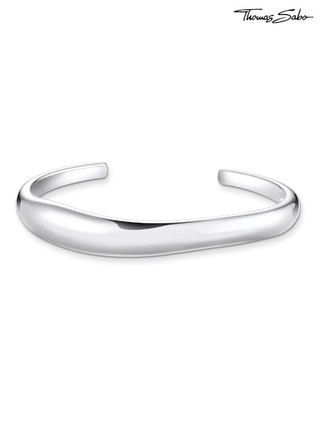 Thomas Sabo Silver Tone Timeless Shapes Curved Bangle (W25681) | €229