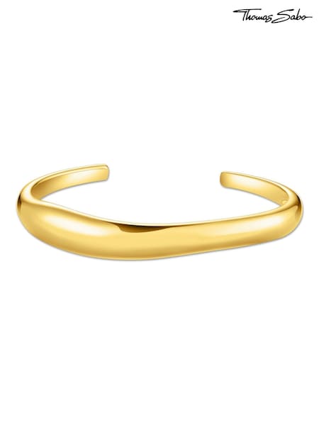 Thomas Sabo Gold Tone Timeless Shapes Curved Bangle (W25683) | €345