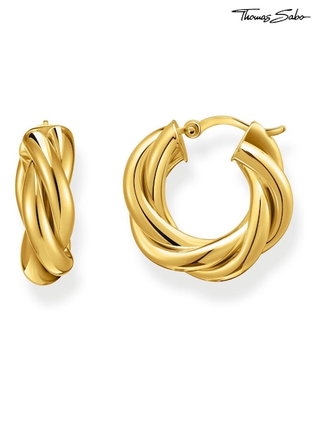 Thomas Sabo Gold Tone Twisted Hoop Earrings (W25685) | €140