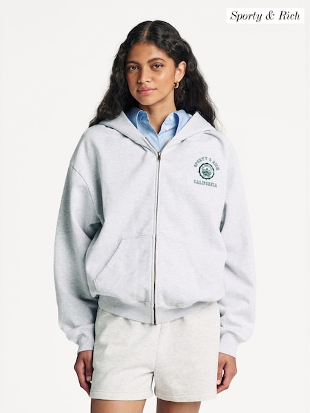 Sporty & Rich Grey California Emblem Zip Hoodie (W25704) | $523