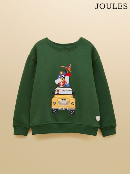 Joules Boys' Artwork Dark Green Applique Sweatshirt (W25731) | R$ 235 - R$ 265