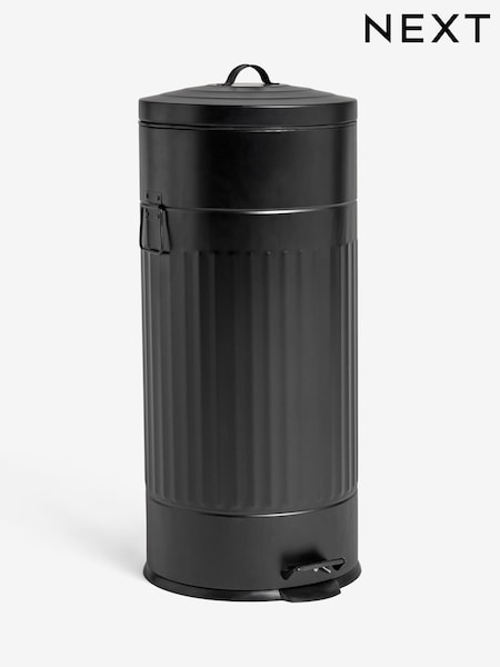 Black 30L Vintage Ribbed Soft Close Bin (W25761) | € 103