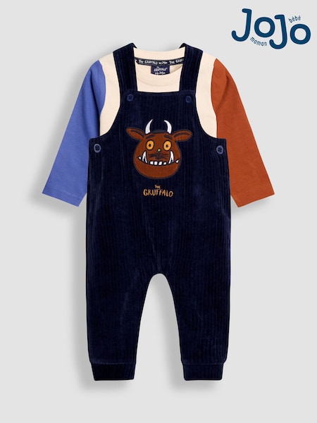 JoJo Maman Bébé Gruffalo Navy Blue 2-Piece Appliqué Dungarees & Top Set (W25789) | AED175 - AED186