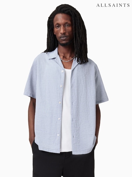 AllSaints Blue Valmer Short Sleeve Shirt (W25839) | €156