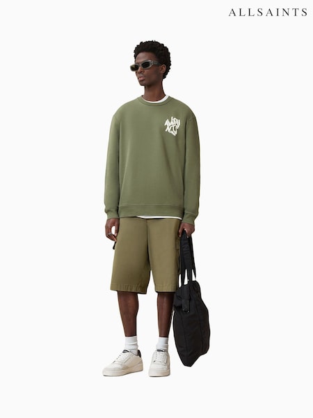 AllSaints Green Orlando Crew 100% Organic Cotton Sweatshirt (W25845) | AED635