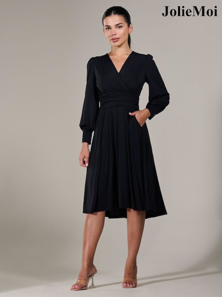 Musta - Jolie Moi Petite Pitkä hiha Soft Silky Jersey Midi- Mekko (W25846) | €126