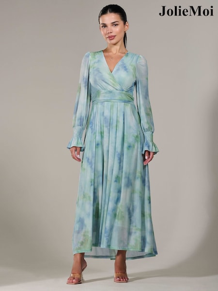 Vihreä - Jolie Moi Petite Long Sleeve Soft Silky Jersey Midi Dress (W25847) | €140