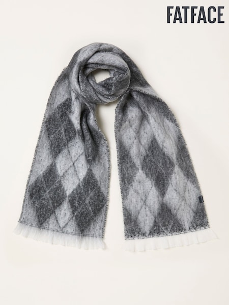 FatFace Grey Argyle Scarf (W25857) | €46