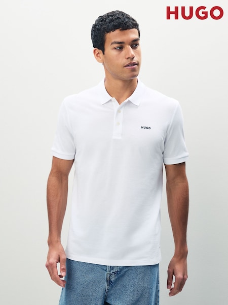 HUGO White Logo Polo Shirt (W25948) | €105