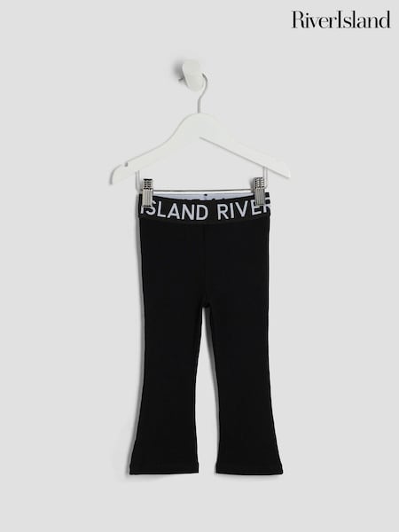 River Island Black Girls Waistband Kickflare Leggings (W25996) | €17