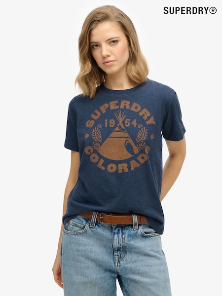 Superdry Blue Lo-Fi Outdoor Mono Relaxed 100% Cotton T-Shirt (W26060) | €35
