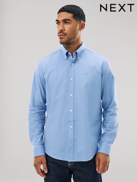 Blue Stretch Oxford Long Sleeve Shirt (W26089) | 148 QAR
