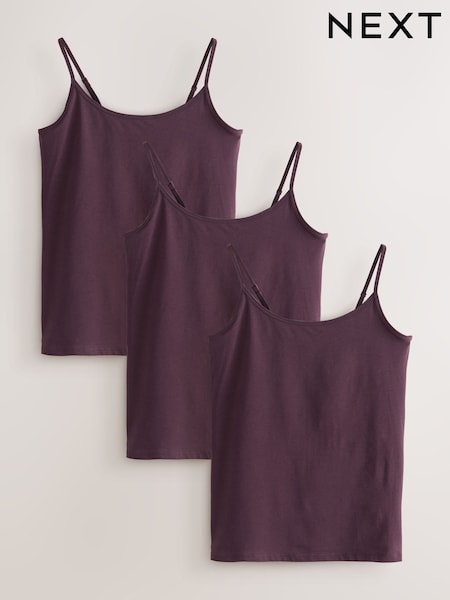 Chocolate Brown Thin Strap Vests 3 Pack (W26120) | €18