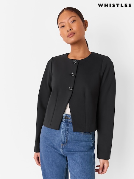 Whistles Black Petite Anne Ponte Button Jacket (W26154) | €142