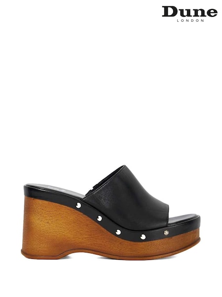 Dune London Black Kule Studded Wedge Mule Sandals (W26182) | €140
