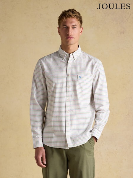 مربعات لون أبيض - Joules Oxford Long Sleeve Cotton Shirt (W26198) | ‏230 د.إ.‏