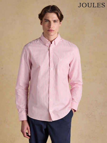 Joules Oxford Pink & White Stripe Long Sleeve Classic Fit Cotton Shirt (W26218) | 205 QAR
