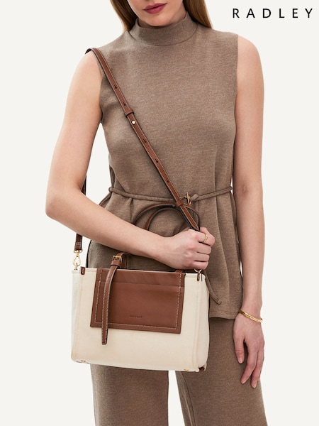 Radley Medium Natural The Burlington Canvas Ziptop Grab Bag (W26258) | ‏1,101‏₪