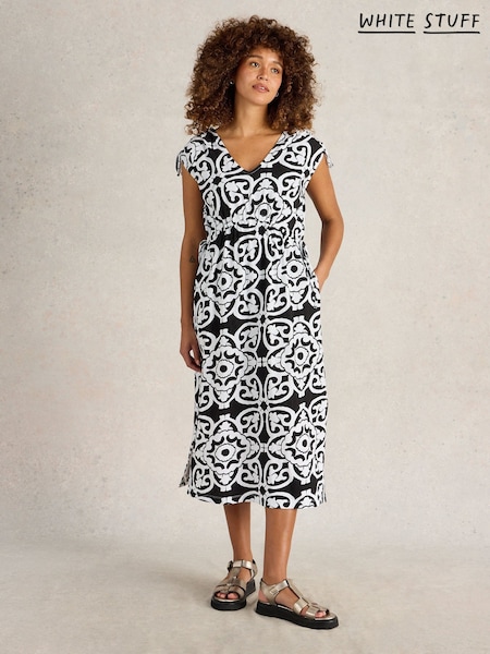 White Stuff Black Freya Channel 100% Cotton Beach Dress (W26343) | €69