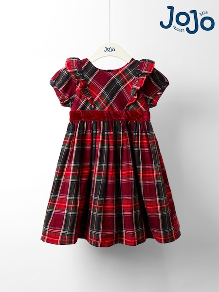 JoJo Maman Bébé Red Party Dress With Frill (W26416) | AED256 - AED295