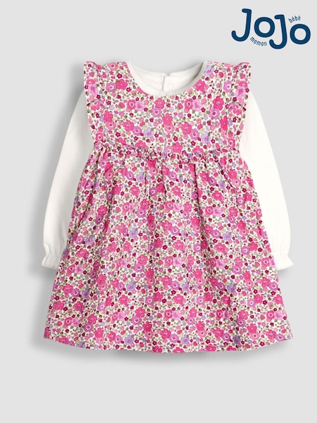 JoJo Maman Bébé Pink Floral Cord Dress & Body Set (W26431) | AED186 - AED198
