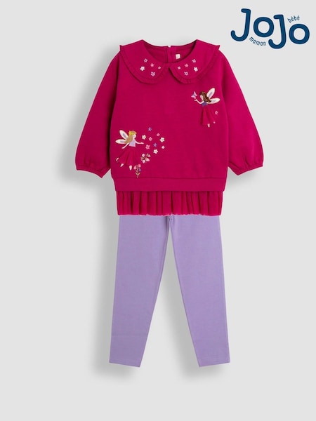 JoJo Maman Bébé Raspberry Fairy Appliqué Tulle Sweatshirt & Leggings Set (W26440) | €48 - €57