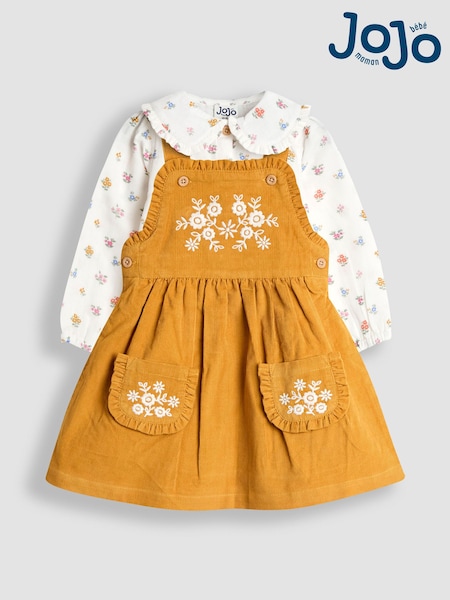 Gelb - JoJo Maman Bébé Embroidered Cord Pinafore Dress & Blouse Set (W26448) | 51 € - 61 €