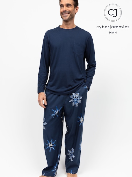 Cyberjammies Green Mens Printed Pyjamas Bottoms and Solid Jersey T-Shirt (W26451) | AED280
