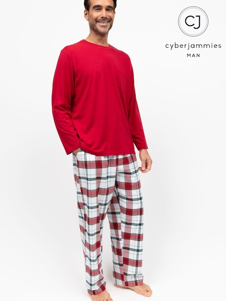 Cyberjammies Check Pyjama Bottoms and Solid Jersey T-Shirt (W26455) | 68 €