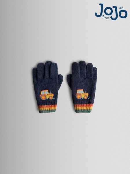 JoJo Maman Bébé Navy Tractor Appliqué Gloves (W26473) | 77 QAR