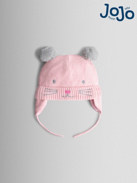JoJo Maman Bébé Pink Cat Pom Pom Hat (W26482) | AED96