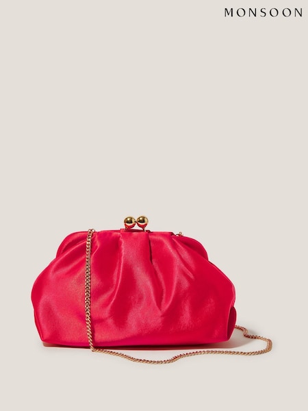 Monsoon Red Rhian Satin Clutch Bag (W26495) | €65